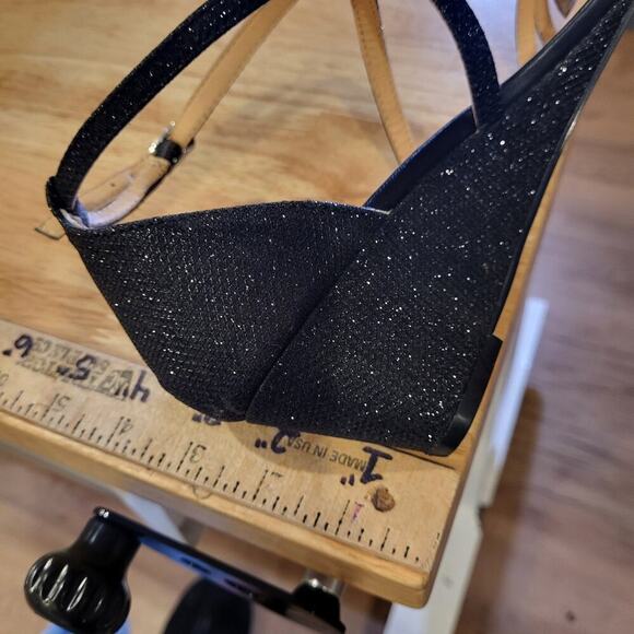 Badgley Mischka Black Rhinestone Strappy Wedge Worn Once Designer size 10 - Picture 9 of 9